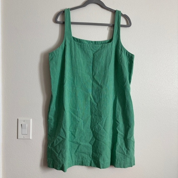 Women's Tank Mini Shift Dress A New Day Green Striped Cotton Linen Size XL - Picture 3 of 10
